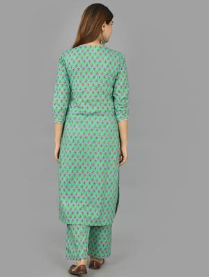 sea green printed kurta pant set with dupatta - 18221326 - Standard Image - 3