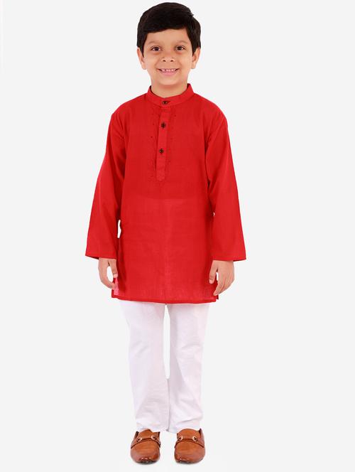 red solid kurta pajama set - 18221760 - Standard Image - 1