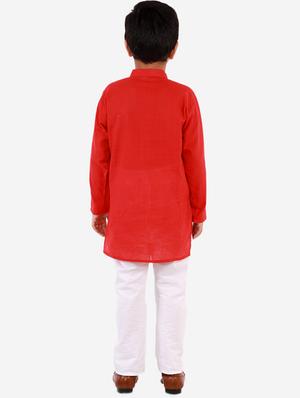 red solid kurta pajama set - 18221760 - Standard Image - 4