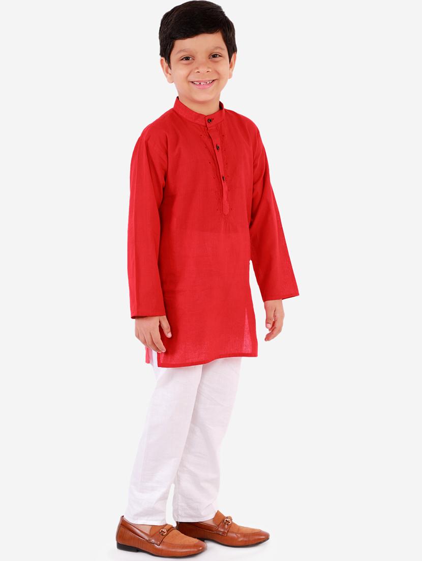red solid kurta pajama set - 18221760 - Zoom Image - 2