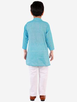 light blue solid kurta set - 18221761 - Standard Image - 4