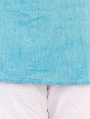 light blue solid kurta set - 18221761 - Standard Image - 5