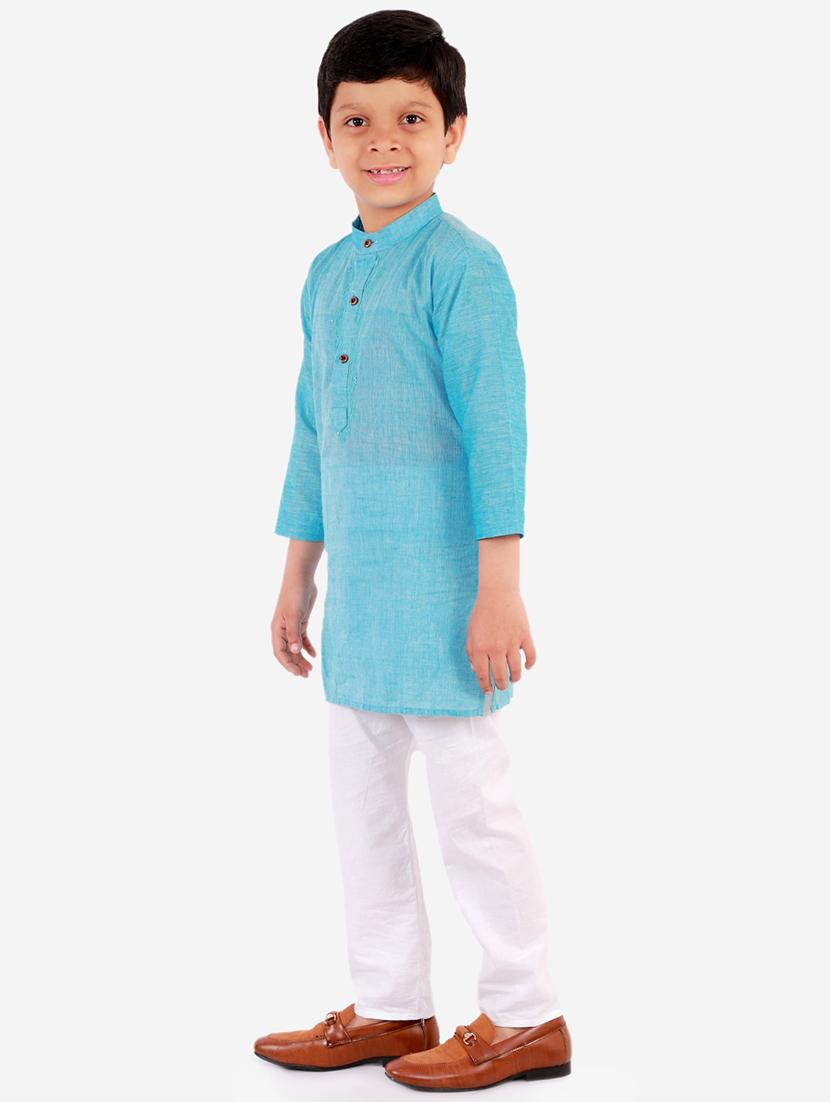 light blue solid kurta set - 18221761 - Zoom Image - 3