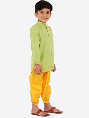 green solid kurta set - 18221766 - Standard Image - 3