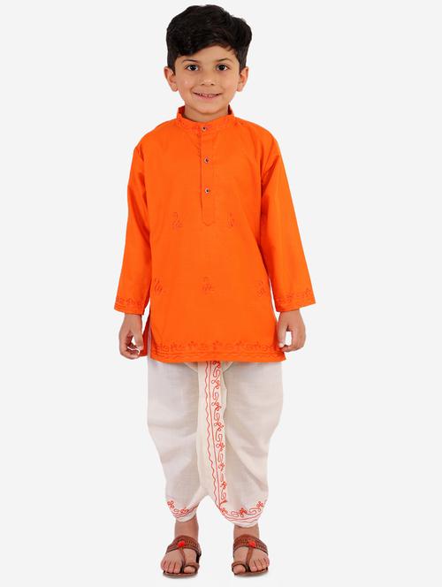 orange solid kurta set - 18221767 - Standard Image - 1
