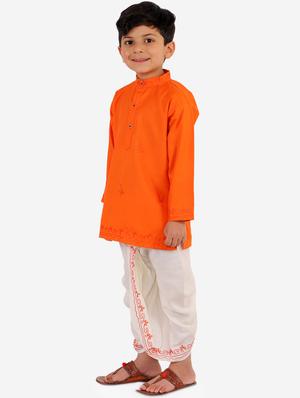 orange solid kurta set - 18221767 - Standard Image - 2