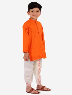 orange solid kurta set - 18221767 - Standard Image - 3