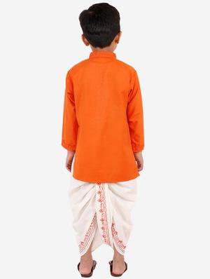 orange solid kurta set - 18221767 - Standard Image - 4