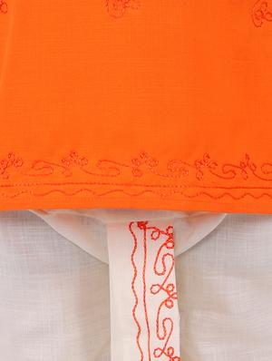 orange solid kurta set - 18221767 - Standard Image - 5