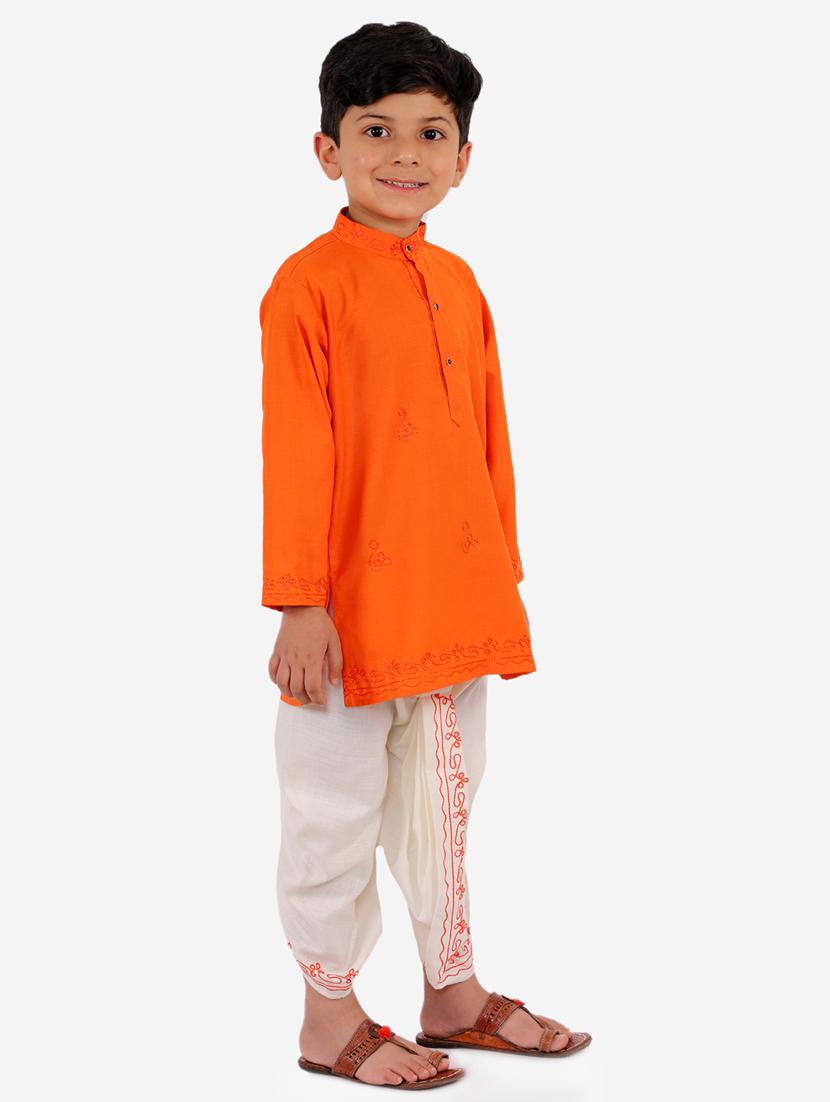 orange solid kurta set - 18221767 - Zoom Image - 3