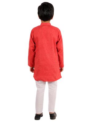 red solid kurta pajama set - 18221777 - Standard Image - 4