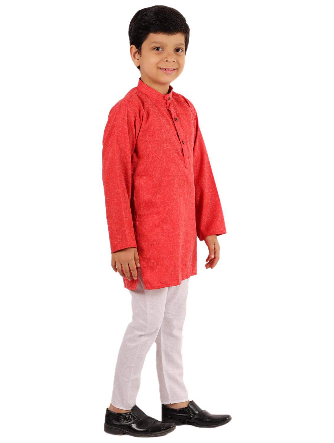 red solid kurta pajama set - 18221777 - Zoom Image - 2