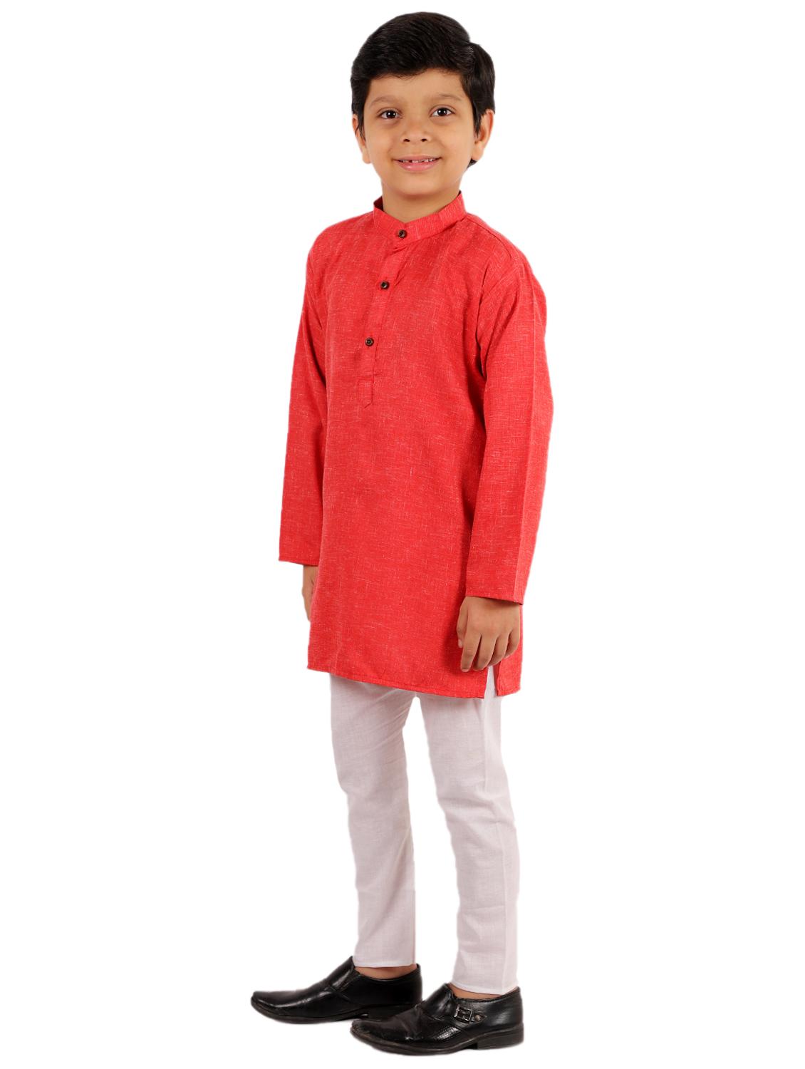 red solid kurta pajama set - 18221777 - Zoom Image - 3
