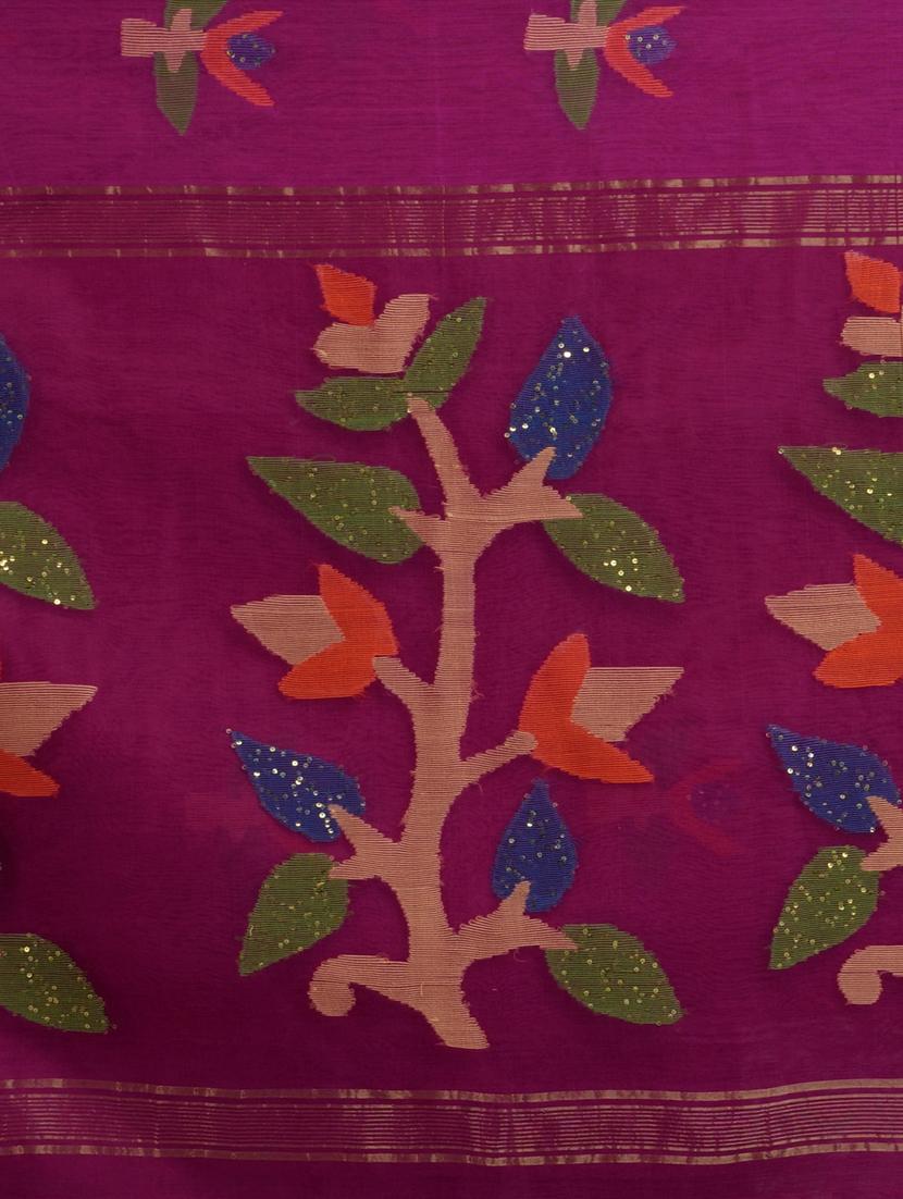 pink handloom saree with blouse - 18223582 - Zoom Image - 4