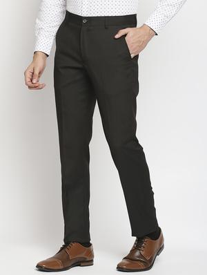 charcoal grey solid formal trouser - 18224235 - Standard Image - 2