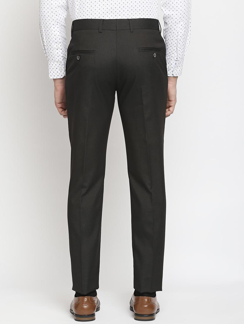 charcoal grey solid formal trouser - 18224235 - Zoom Image - 3