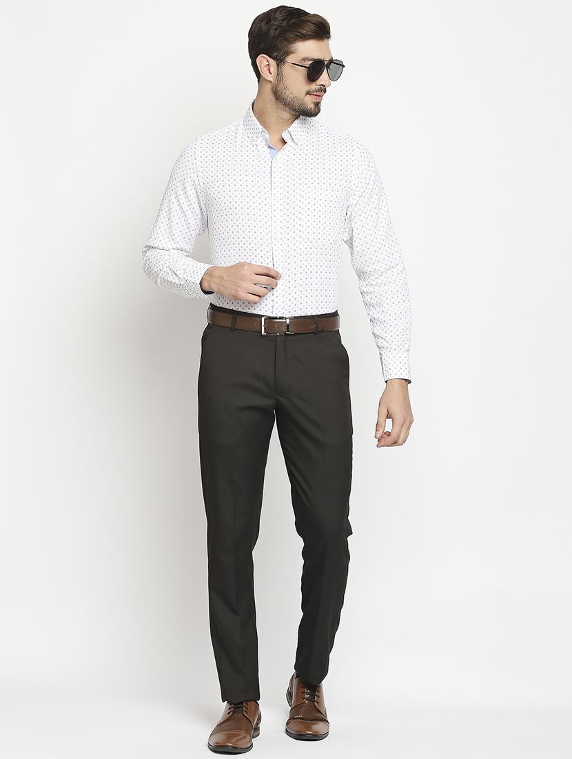 charcoal grey solid formal trouser - 18224235 - Zoom Image - 4