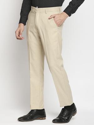 beige checkered formal trouser - 18224237 - Standard Image - 2