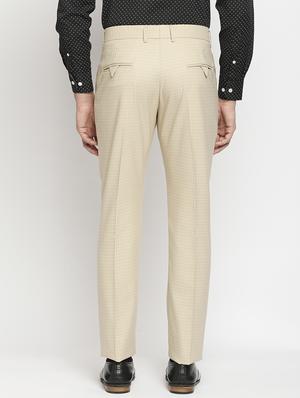 beige checkered formal trouser - 18224237 - Standard Image - 3