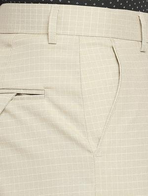 beige checkered formal trouser - 18224237 - Standard Image - 5