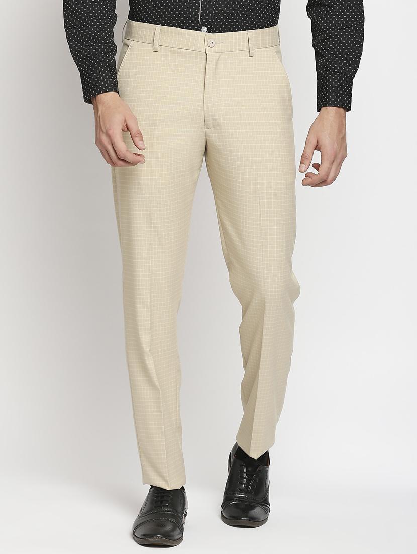 beige checkered formal trouser - 18224237 - Zoom Image - 1