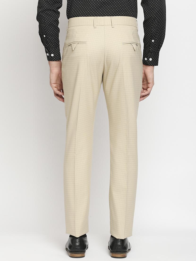 beige checkered formal trouser - 18224237 - Zoom Image - 3