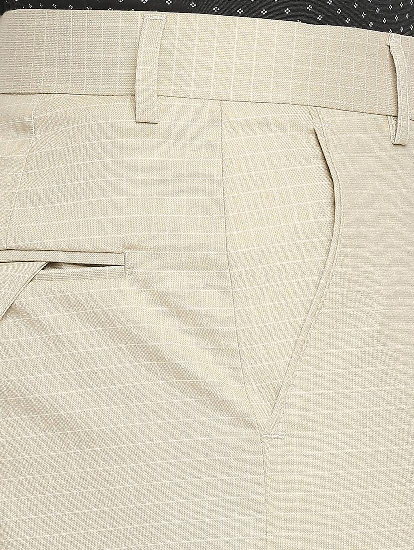 beige checkered formal trouser - 18224237 - Zoom Image - 5
