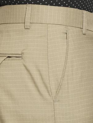 beige checkered formal trouser - 18224239 - Standard Image - 5