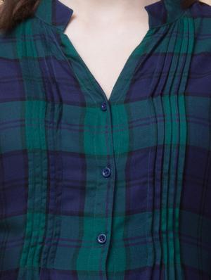 mandarin neck checkered shirt dress - 18224249 - Standard Image - 6