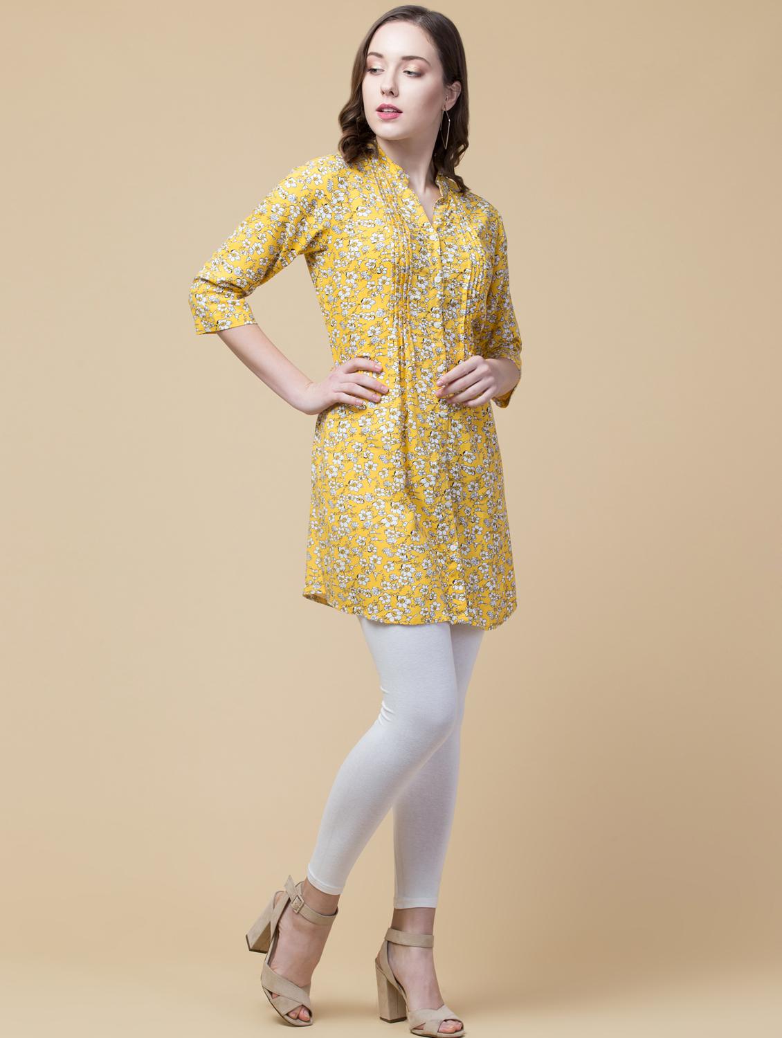 mandarin neck floral tunic - 18224258 - Zoom Image - 2