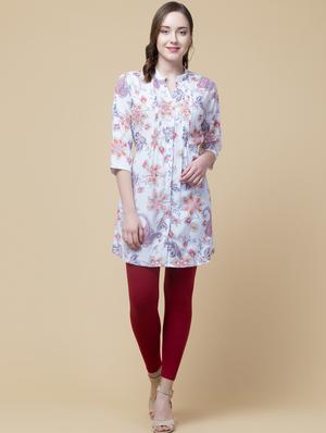 mandarin neck floral tunic - 18224259 - Standard Image - 6