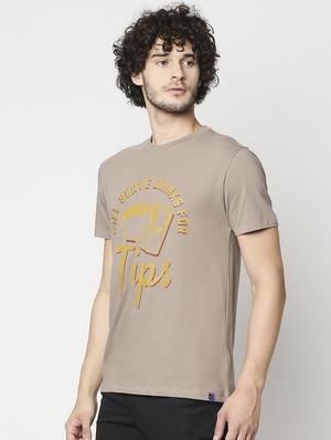 taupe chest-printed t-shirt - 18224512 - Standard Image - 2