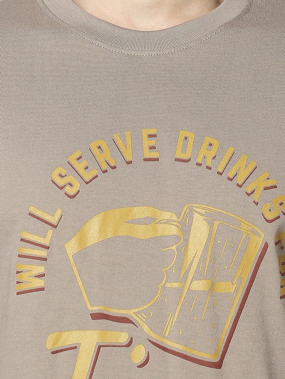 taupe chest-printed t-shirt - 18224512 - Zoom Image - 4