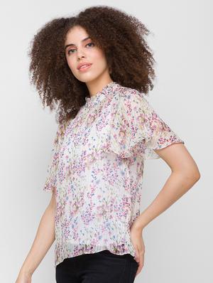 cream printed regular top - 18224617 - Standard Image - 2