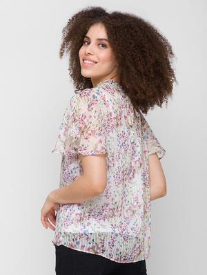 cream printed regular top - 18224617 - Standard Image - 3