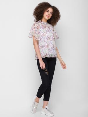 cream printed regular top - 18224617 - Standard Image - 4