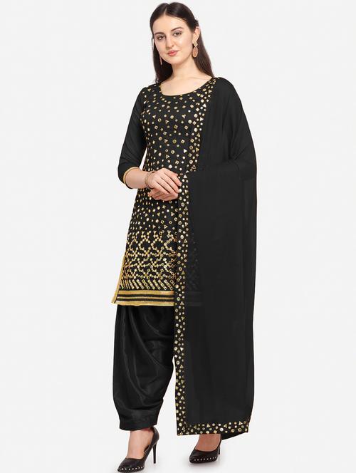 black silk blend patiyala suits unstitched suit - 18226971 - Standard Image - 1