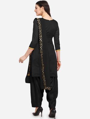 black silk blend patiyala suits unstitched suit - 18226971 - Standard Image - 2