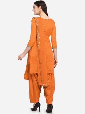 orange silk blend patiyala suits unstitched suit - 18226973 - Standard Image - 2