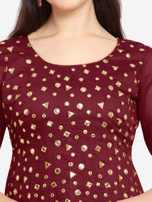 maroon silk blend patiyala suits unstitched suit - 18226979 - Standard Image - 3