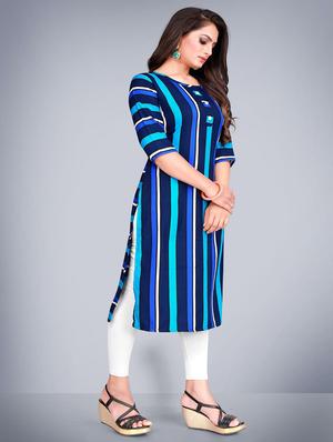 stripe straight kurta - 18227519 - Standard Image - 2