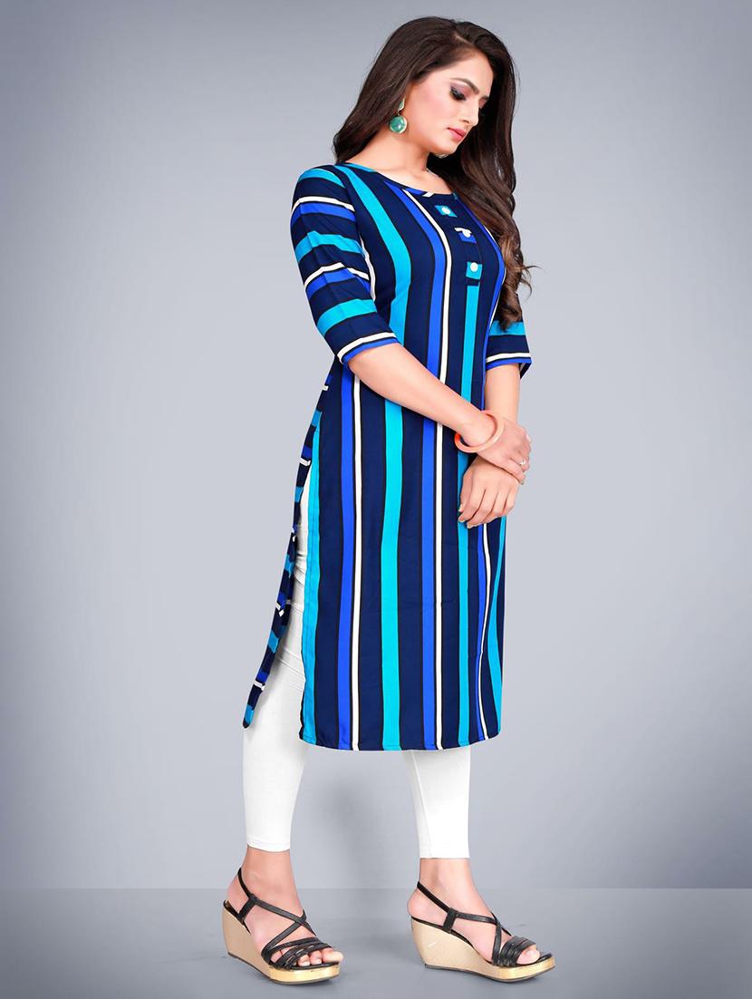 stripe straight kurta - 18227519 - Zoom Image - 2
