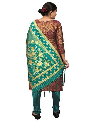 green silk blend banarasi dupatta - 18227605 - Standard Image - 3