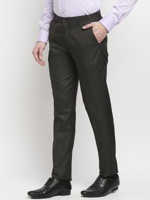 brown solid formal trouser - 18227840 - Standard Image - 2
