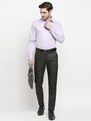 brown solid formal trouser - 18227840 - Standard Image - 5