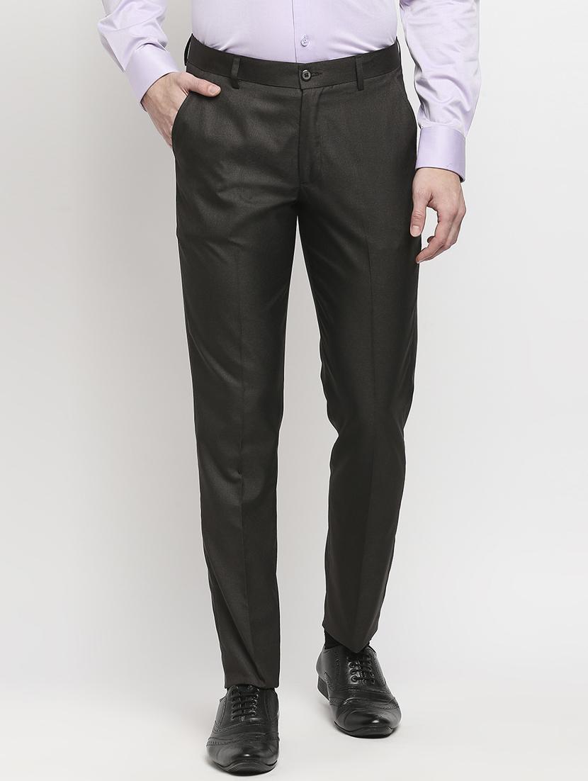 brown solid formal trouser - 18227840 - Zoom Image - 1