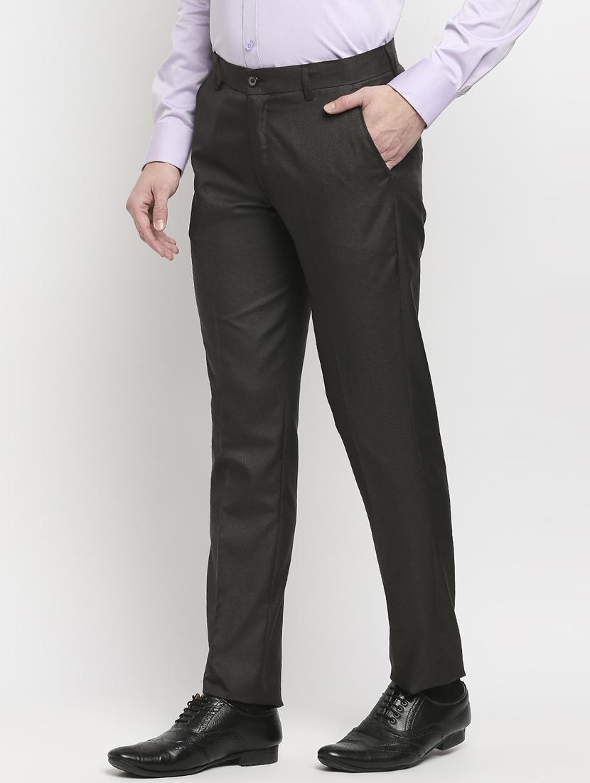 brown solid formal trouser - 18227840 - Zoom Image - 2