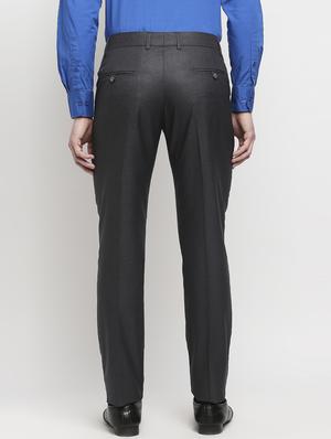 charcoal grey solid formal trouser - 18227842 - Standard Image - 4