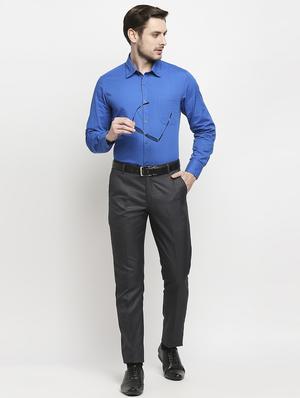 charcoal grey solid formal trouser - 18227842 - Standard Image - 5