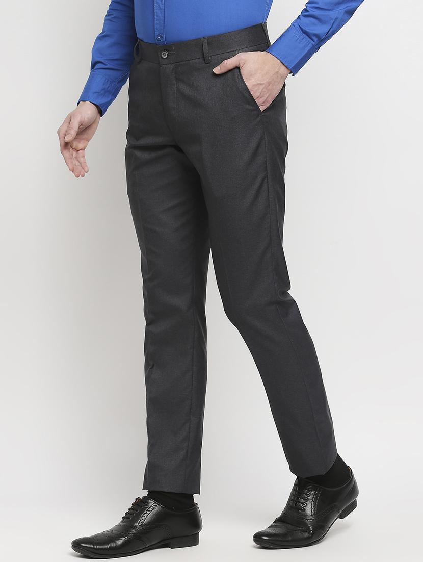 charcoal grey solid formal trouser - 18227842 - Zoom Image - 2